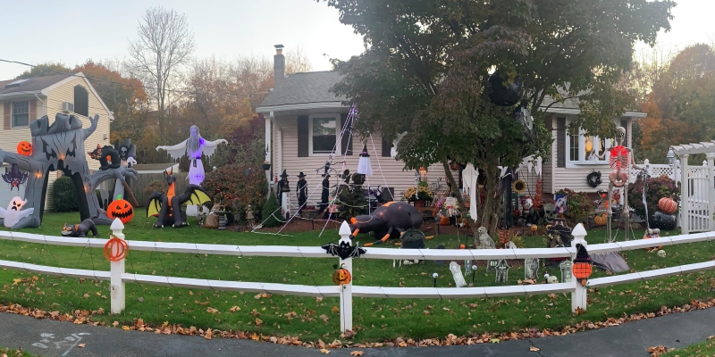 Halloween decorations outside Pat's place.