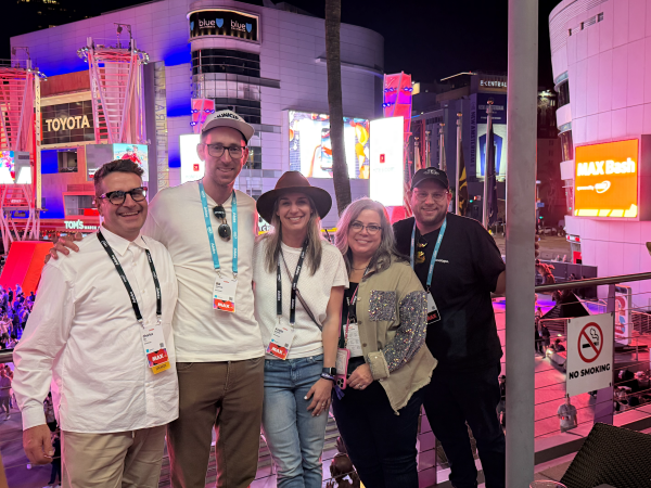 Kristin Ratzlaff and Monotype folks at Adobe Max. Kristin (center) with (from left) Charles Nix, Bill Connolly, Holly Nelson, and Rick Edwards.