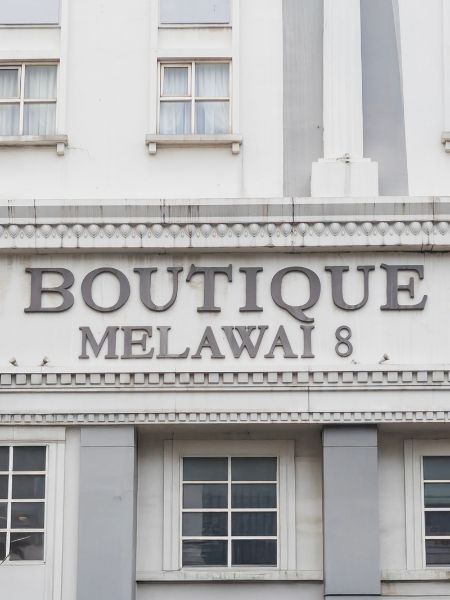 Modern shopfront signage at Melawai, Blok M in Jakarta