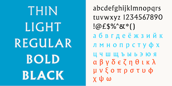 The Albertus Nova typeface showcased in a variety of weights and glyphs.