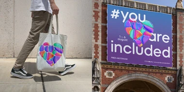 Banner e bolsa da Pride Amsterdam 2023 Banner e bolsa da Pride Amsterdam 2023