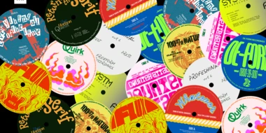 brightly colored LP art