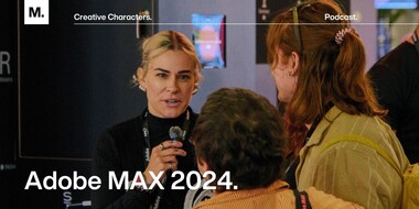 Designer Meg Lewis interviewing an attendee at Adobe MAX 2024.