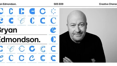 Potrait of Bryan Edmonson, surrounded by colorful graphic design elements.