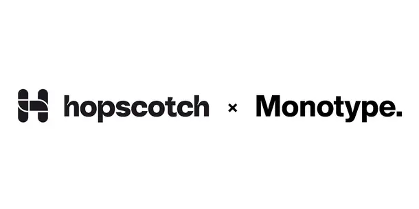 text logos: H hopscotch x Monotype. in black with a white background text logos: H hopscotch x Monotype. in black with a white background