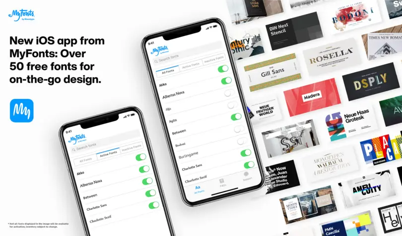 New iOS app from MyFonts: Over 50 free fonts for on-the-go design.